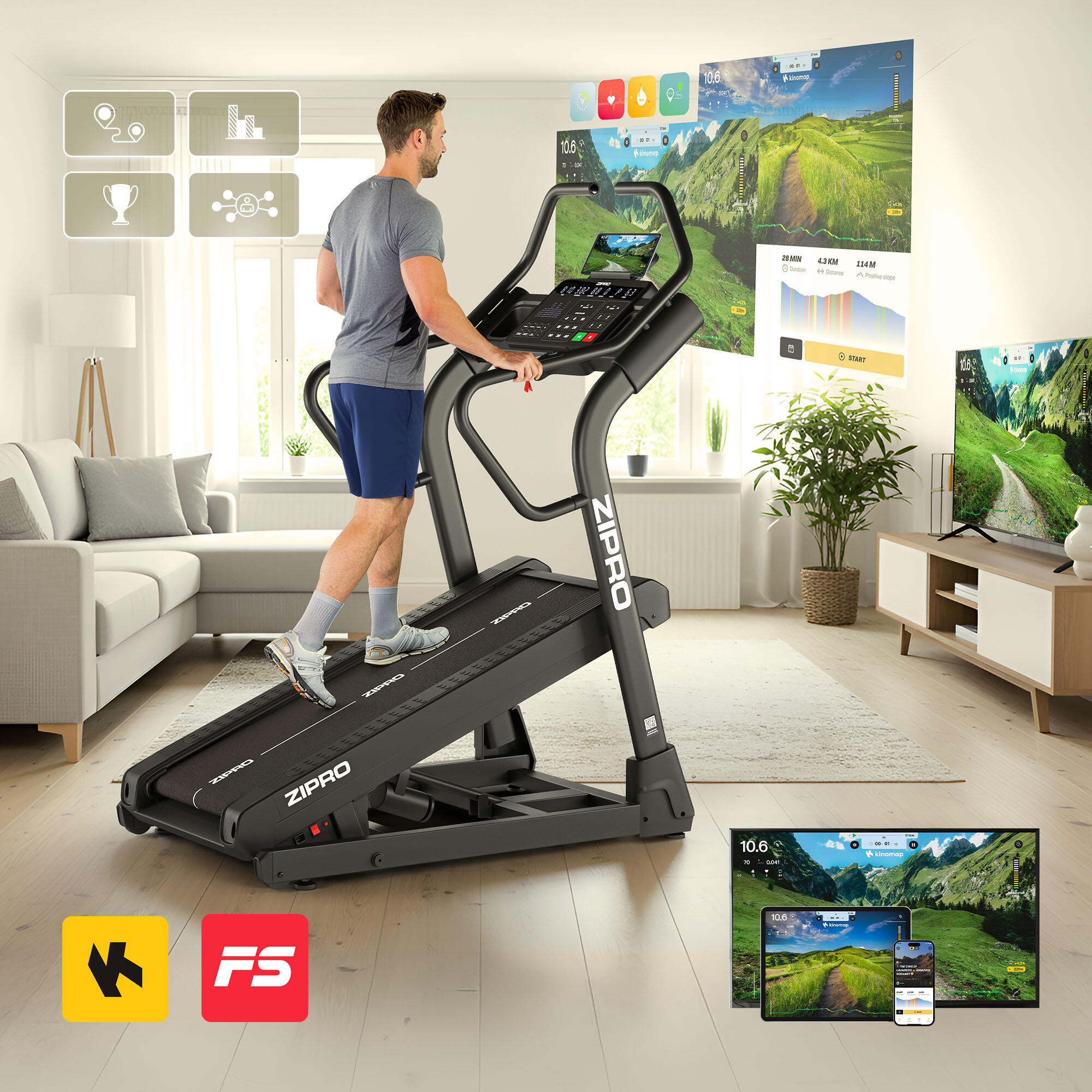 Bieżnia Treningowa Shred Wspinaczkowa z Regulowanym Kątem Nachylenia 40% 5/7