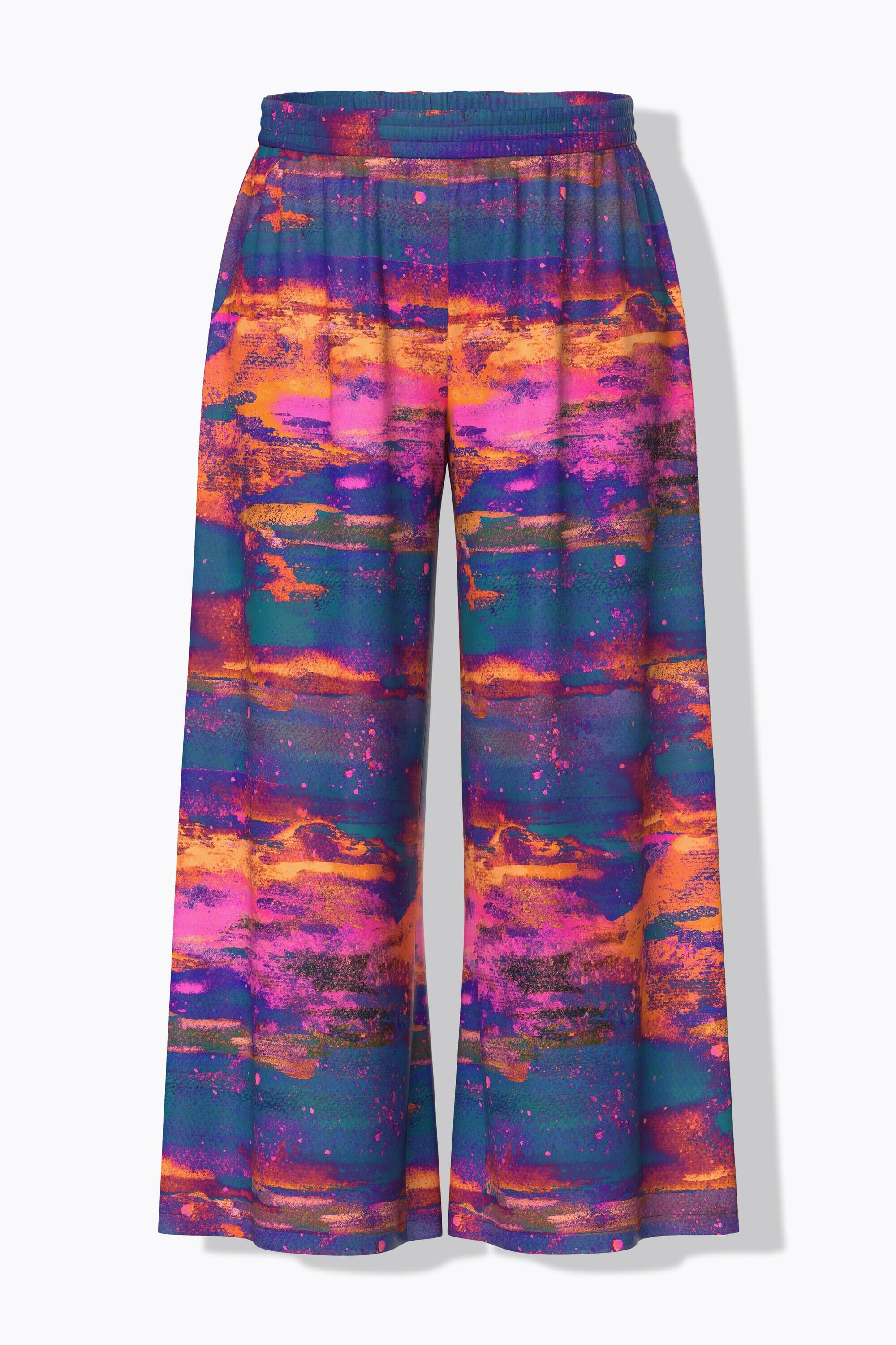 Femme Pantalon palazzo jambe large et droite taille élastique 6/7