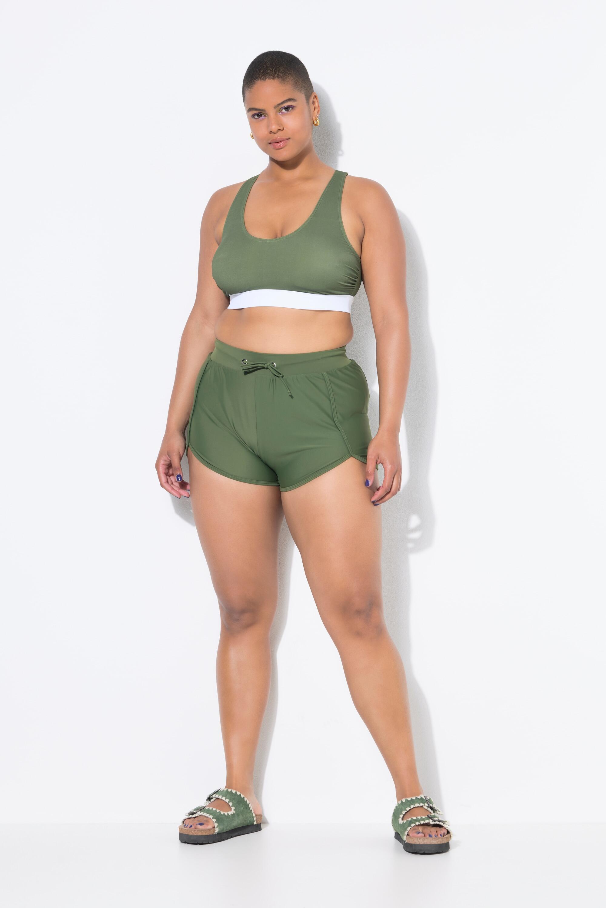 Femme Short de bain taille élastique et slip intégré en mesh 3/7