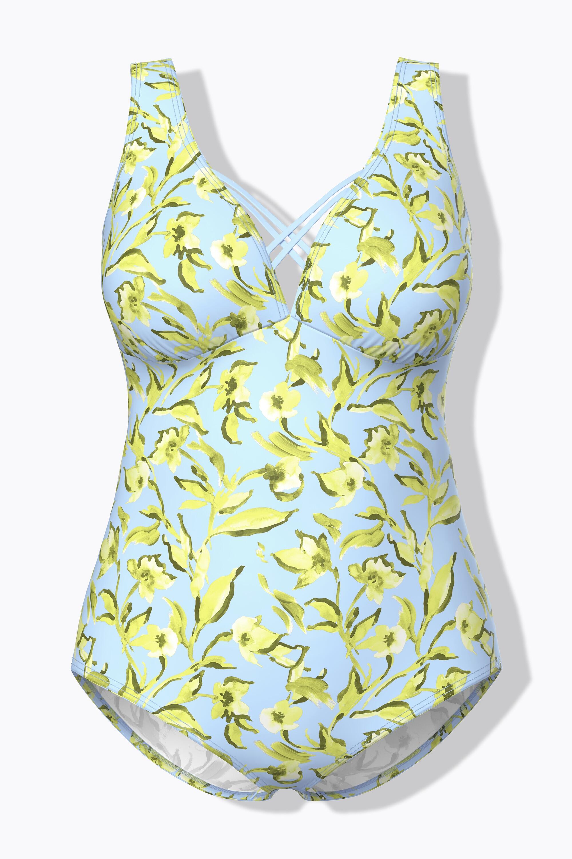 Femme Maillot de bain à bonnets souples cordons fantaisie et motif fleurs 6/7