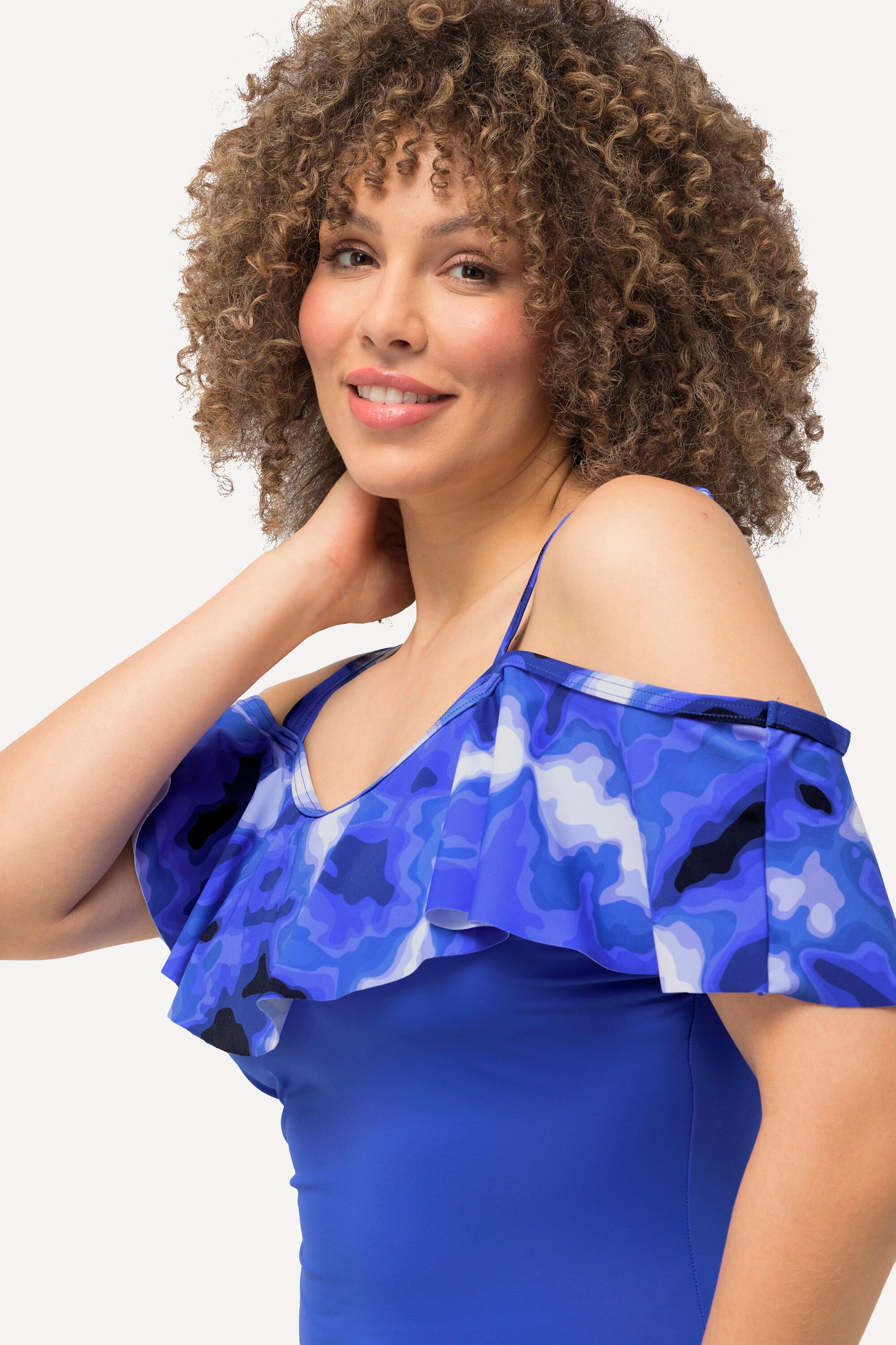 Femme Maillot de bain avec bonnets souples volant et imprimé Batik 3/6