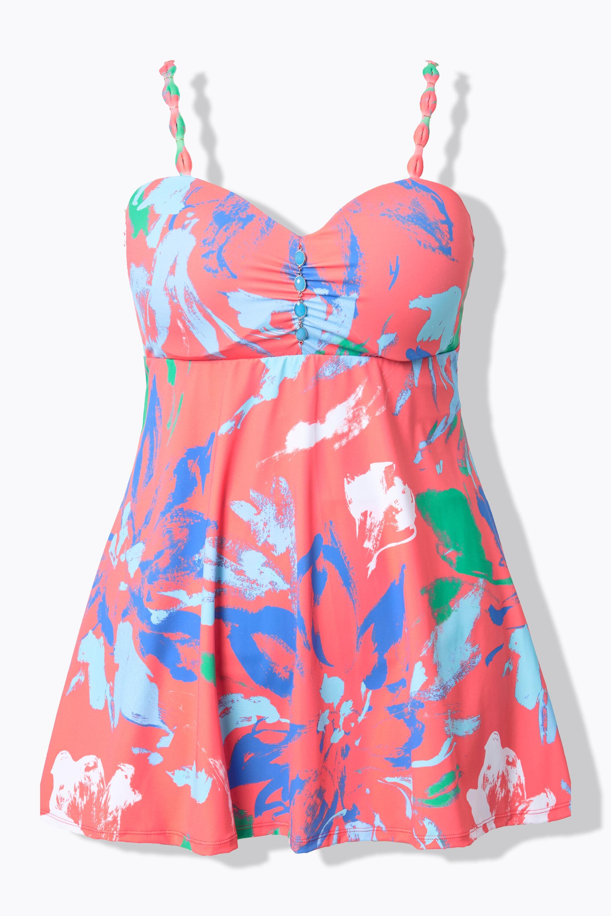 Femme Robe de bain à fleurs. Bonnets souples et armatures. Bretelles 6/7