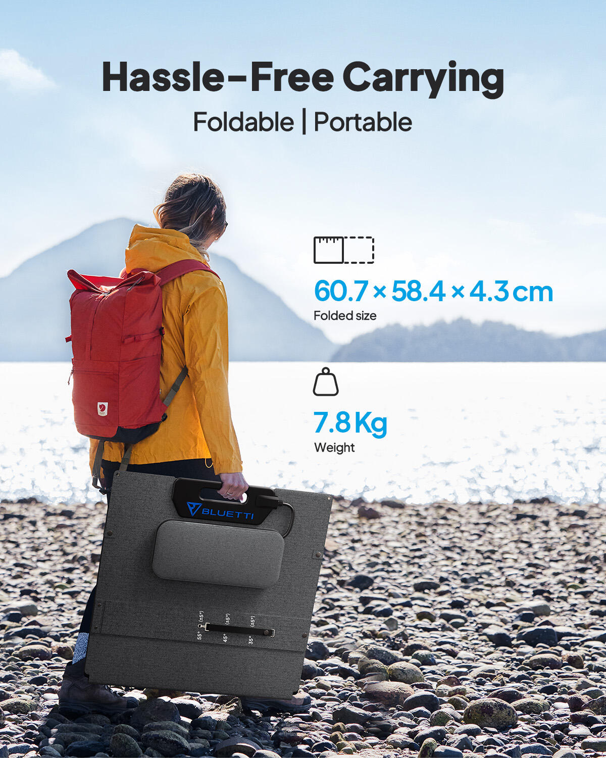 PV200 Carregador solar portátil dobrável para trailer, camping de luz -99% RENEW 5/7