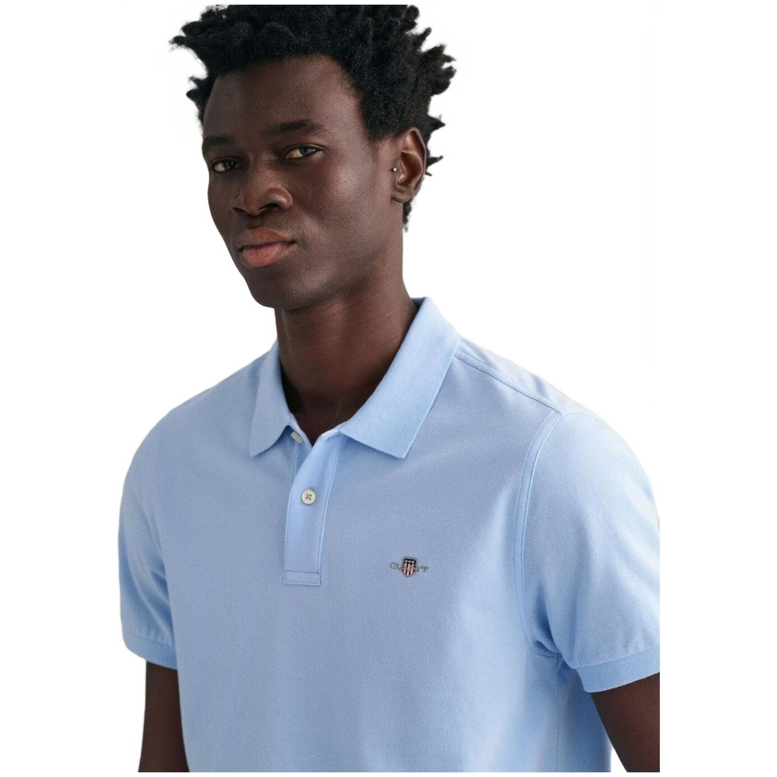 Heren Polo Shirt Pique Shield Logo Blauw 5/5