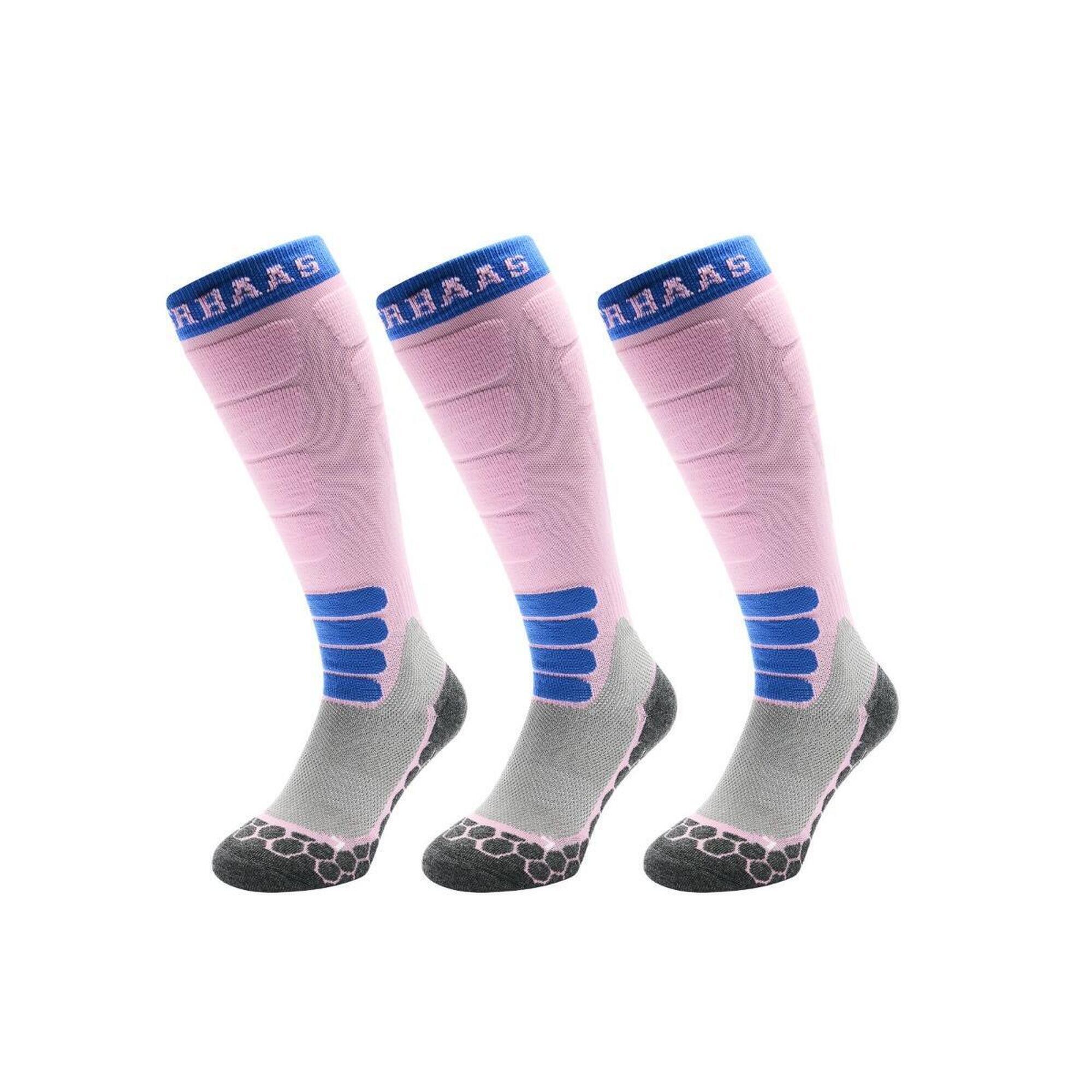 Poederbaas - Lot De 3 Paires De Chaussettes De Ski Poederbaas En Laine Mérinos Pro Pour Femme - Chaussettes - Rose - Decathlon