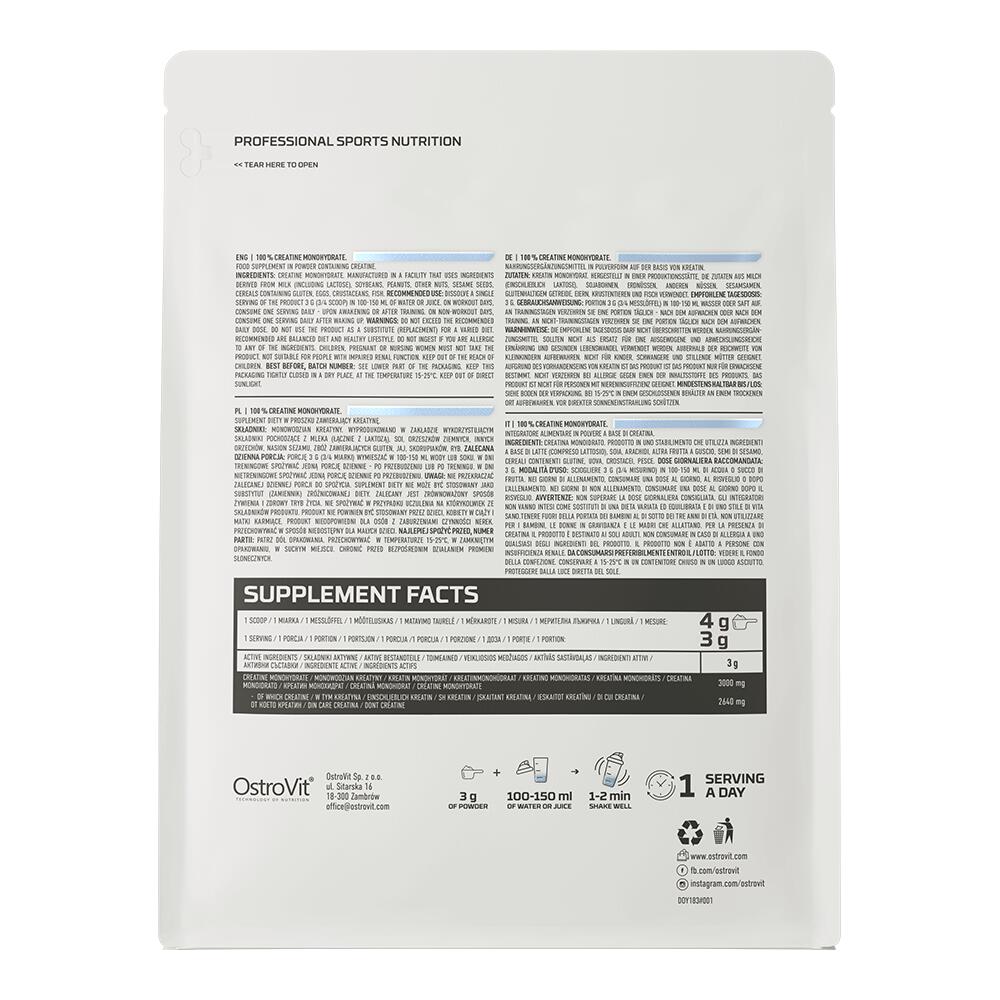 OstroVit Creatine Monohydrate (500g) Unflavoured - Creatina 3/3