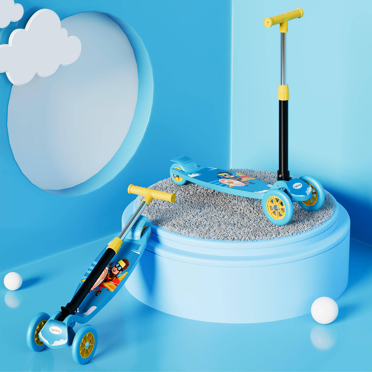 Lifelong Kick Scooter with Adjustable Height|Foldable Scooter|Skate Scooter for Kids with PVC Wheel|Age Upto 3+ Years- Max User weight-50 kg, Blue & Yellow, 6 Months Warranty, LLKS01