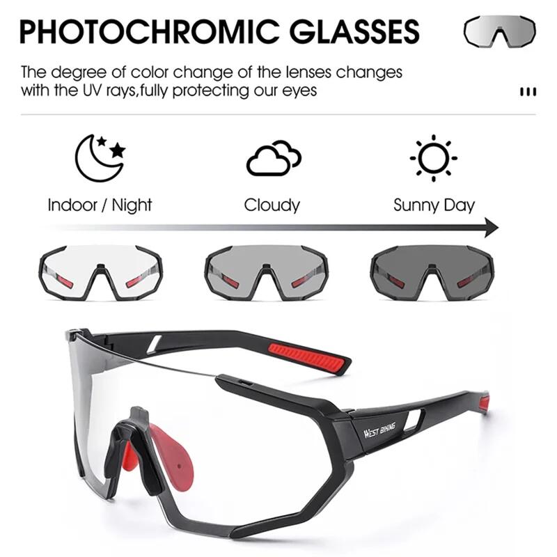 Gafas de sol deportivas fotocromáticas con protección UV y a prueba de viento 5/7