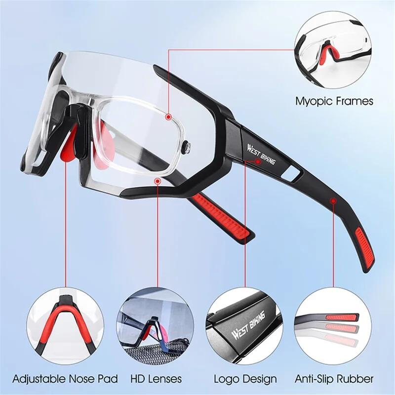 Gafas de sol deportivas fotocromáticas con protección UV y a prueba de viento 4/7