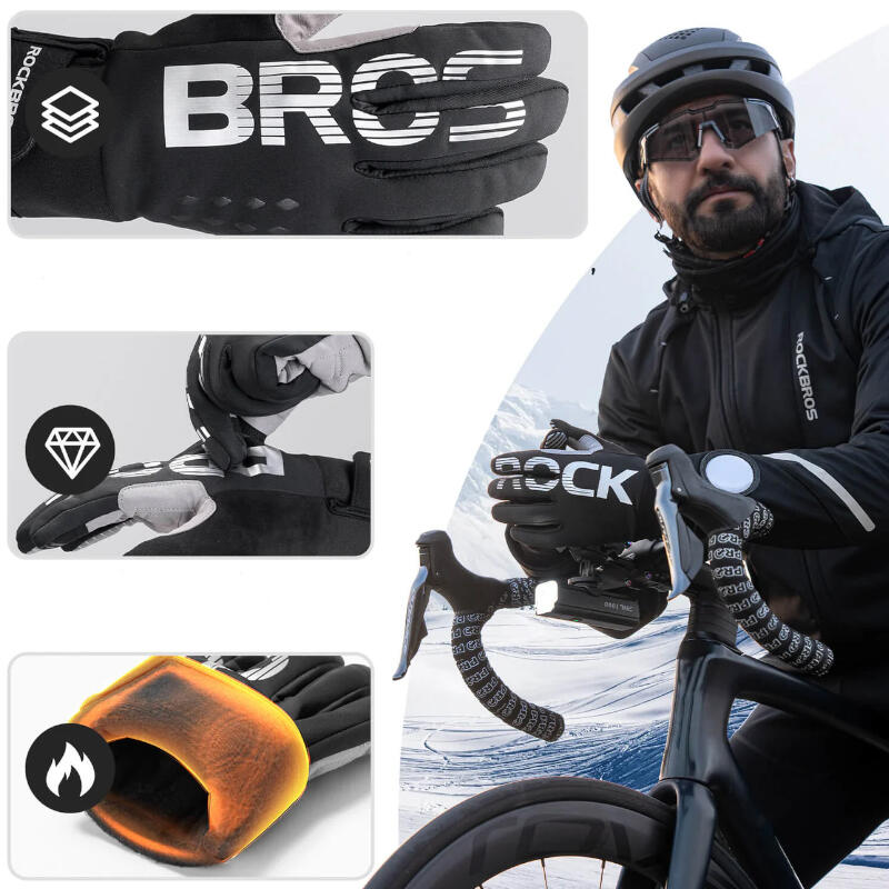 Rękawiczki rowerowe długie dla dorosłych Rockbros S209BK 2/7