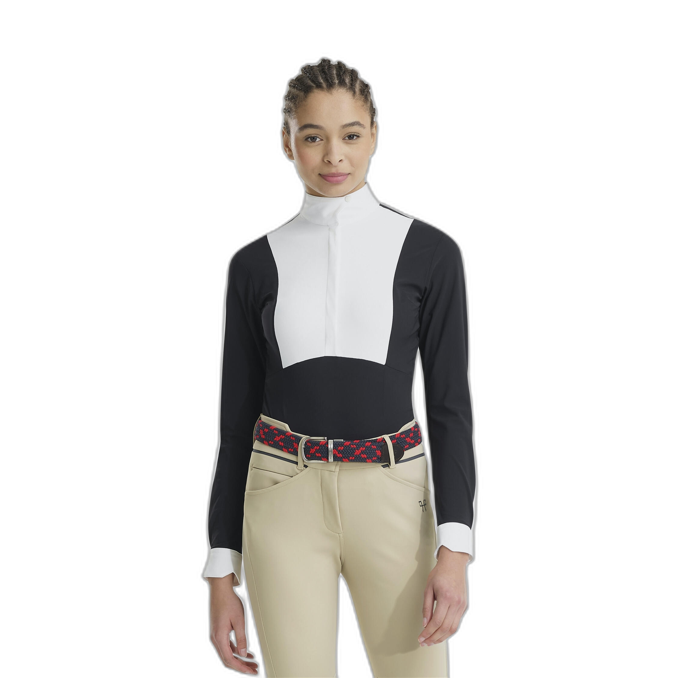 Horse Pilot - Chemise D'Équitation De Concours Manches Longues Femme Horse Pilot Monica - Chemise Manches Longues - Bleu|noir - Decathlon
