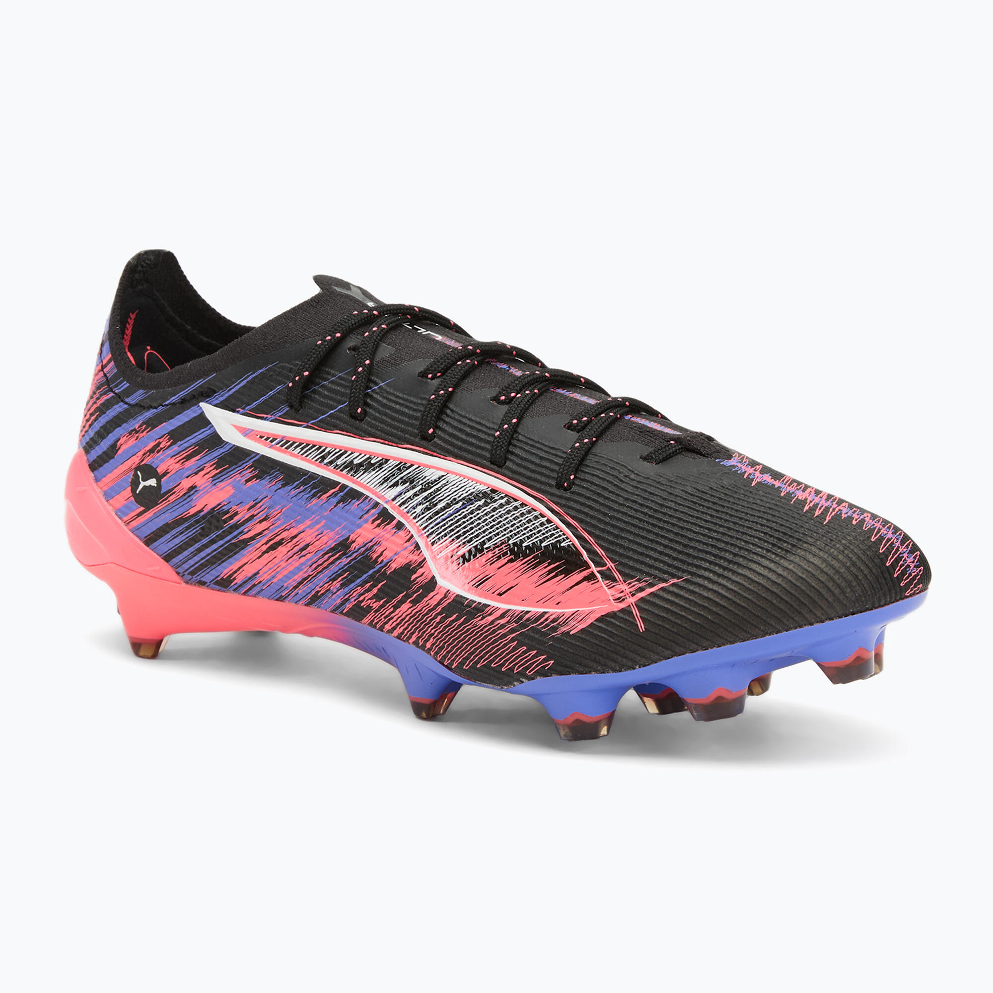 PUMA Kopačky ULTRA 5 ULTIMATE F1® FG PUMA Black White Sunset Glow Dark Amethyst Pink