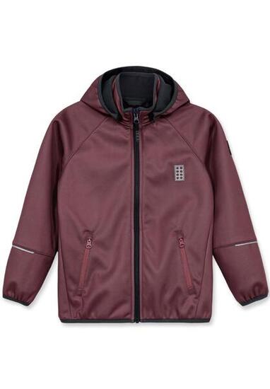 Kurtka dziecięca LEGO Softshell Sky 764 z membraną, bordowa.