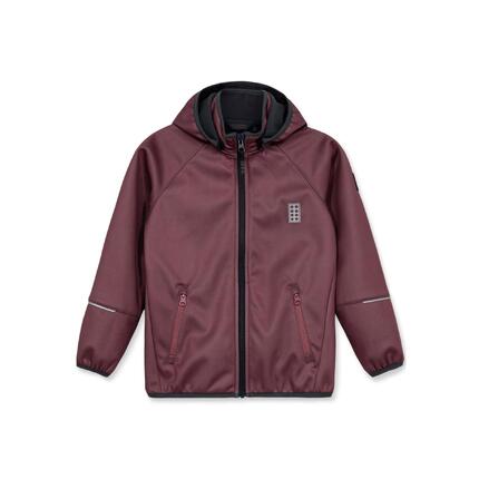 Kurtka dziecięca LEGO Softshell Sky 764 z membraną, bordowa.