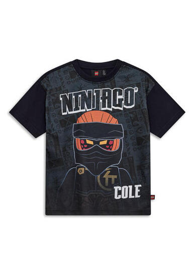 Koszulka dziecięca LEGO NINJAGO z bio bawełny Taffy 118, czarna.
