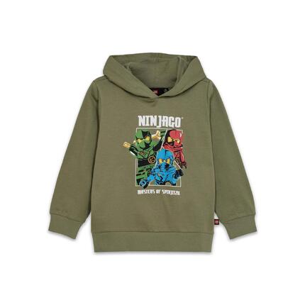 Bluza dziecięca LEGO Ninjago Scout 600 z kapturem, bawełna organiczna, zielona.
