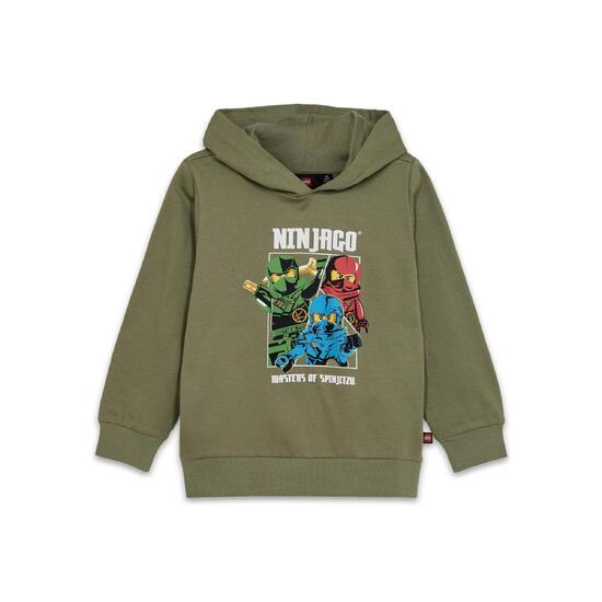 Bluza dziecięca LEGO Ninjago Scout 600 z kapturem, bawełna organiczna, zielona.