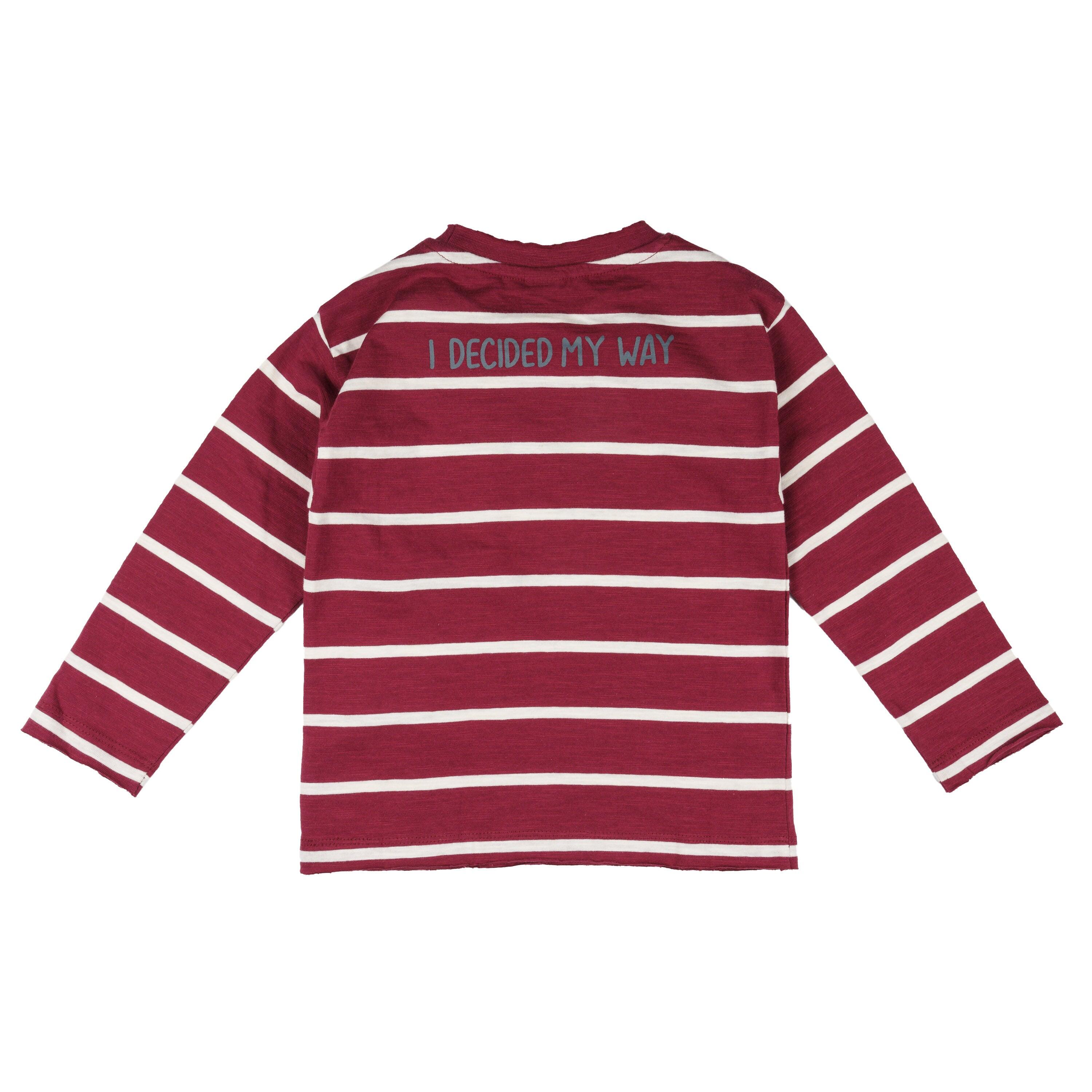 Camiseta manga larga de niño a rayas bolsillo 3/4