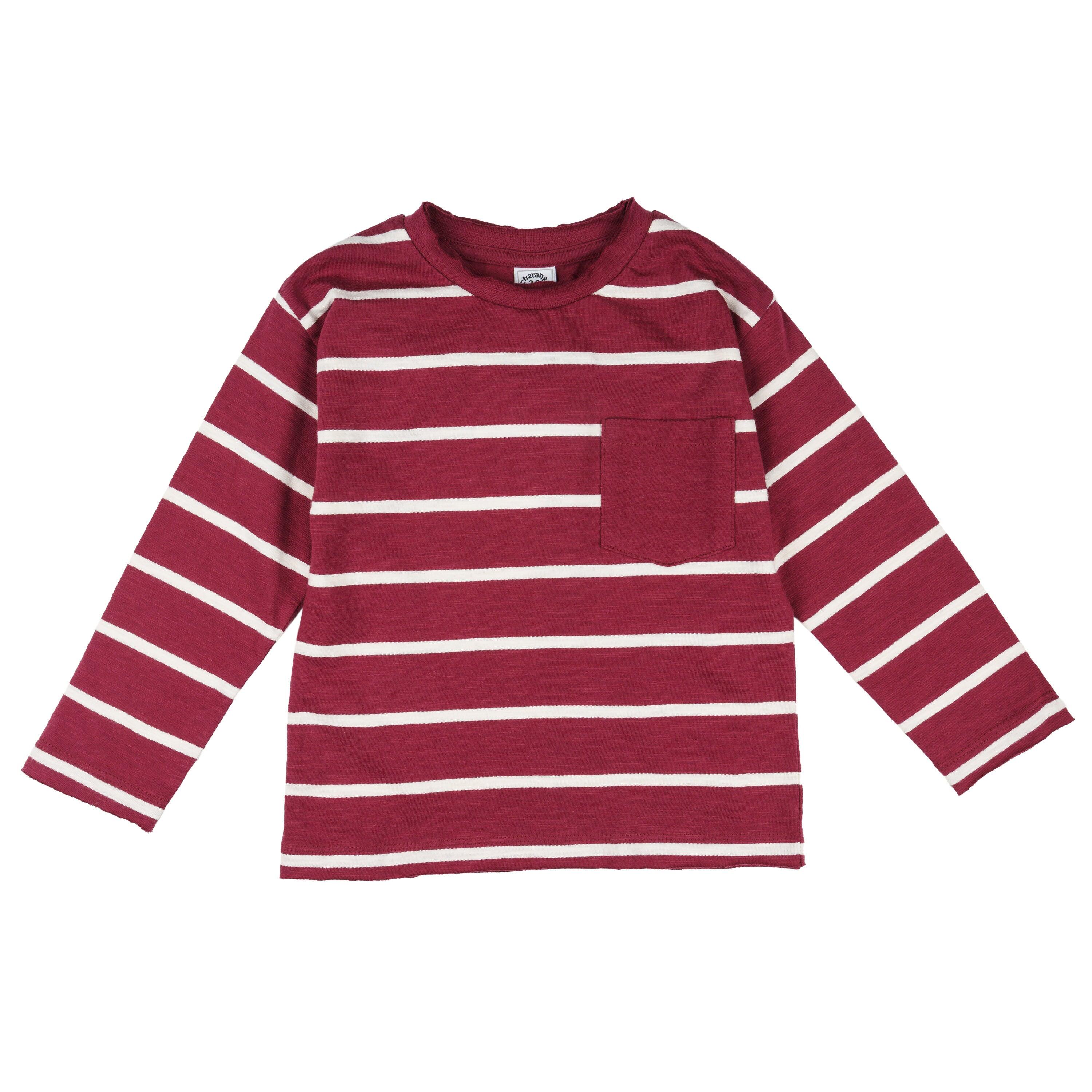 Camiseta manga larga de niño a rayas bolsillo 2/4