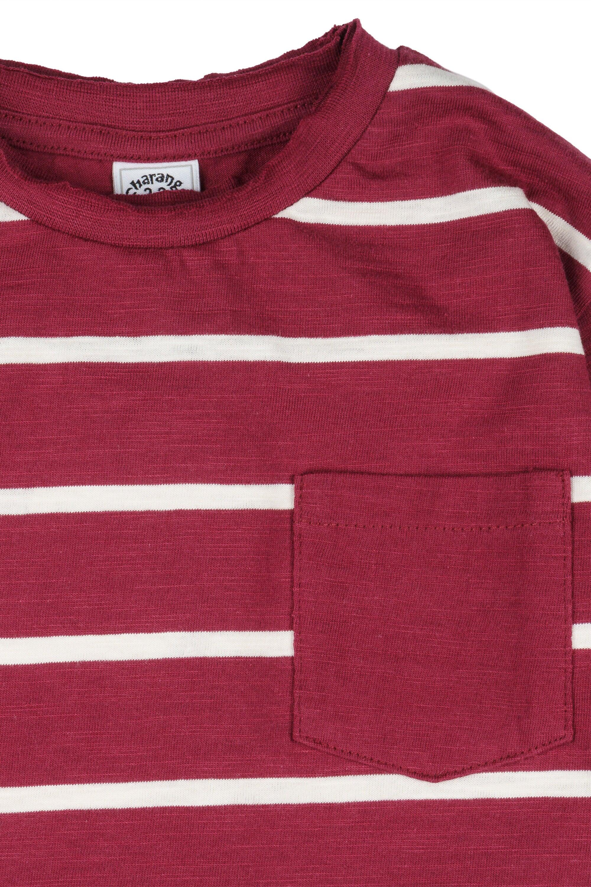 Camiseta manga larga de niño a rayas bolsillo 4/4