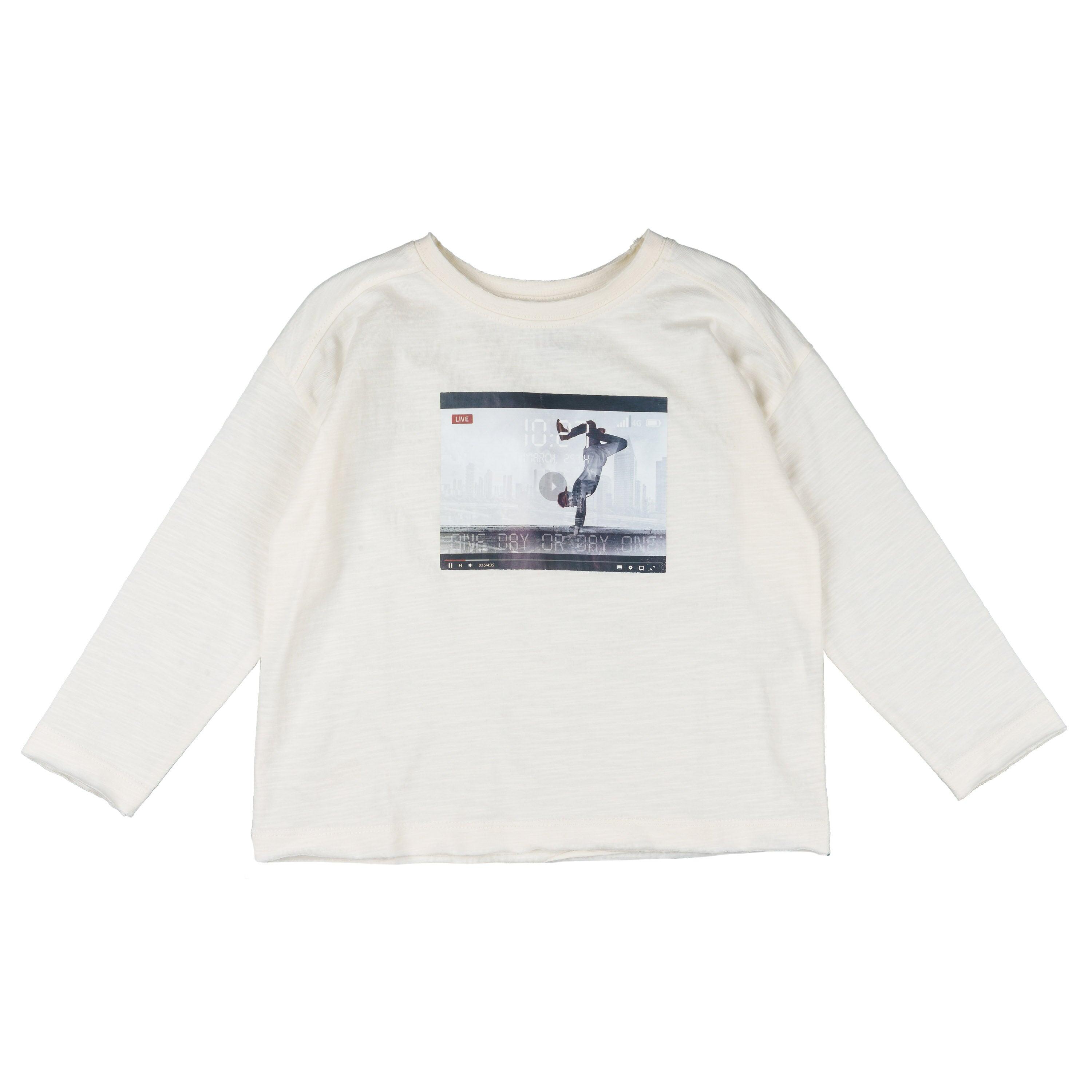 Camiseta branca de manga comprida em algodão orgânico para 2/3