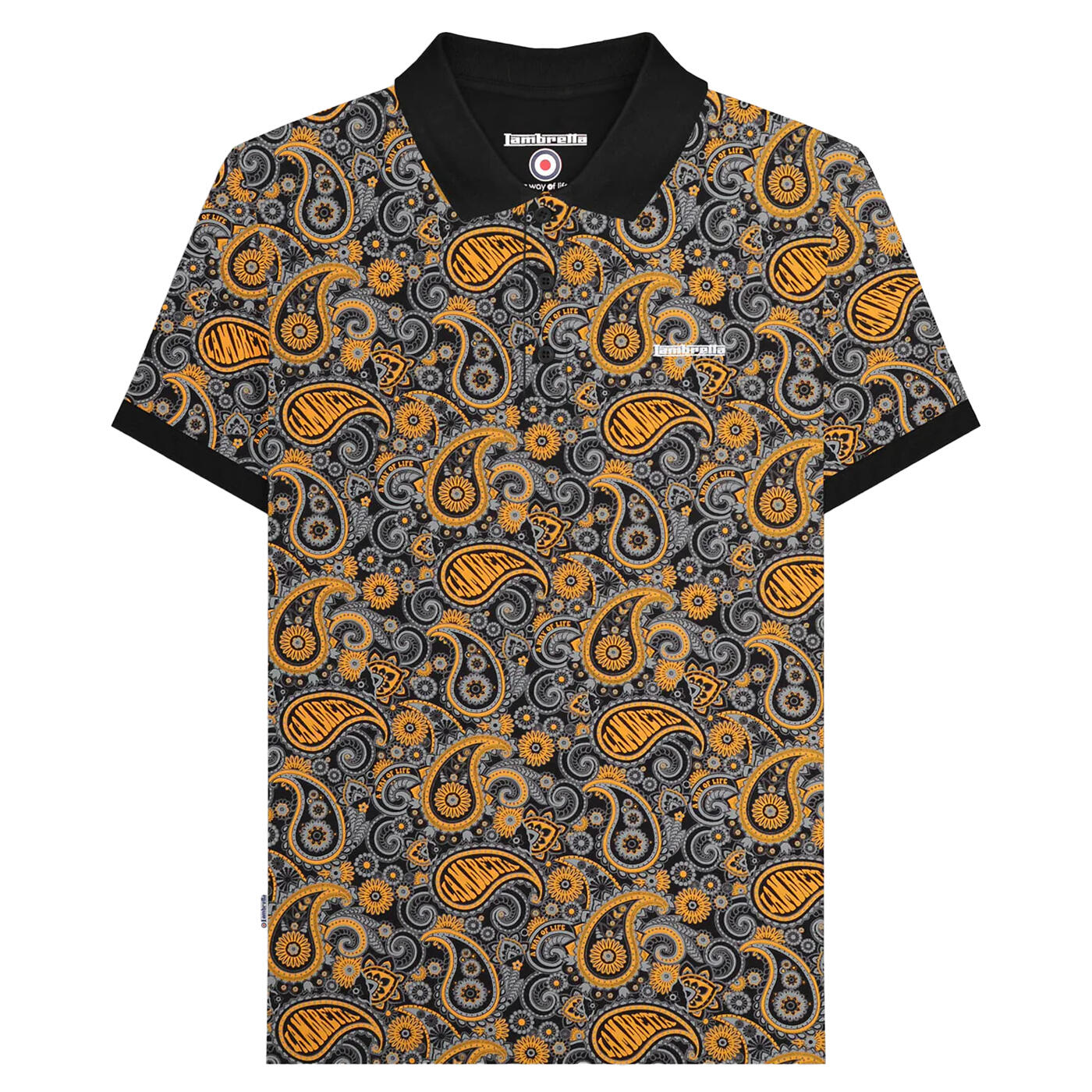 Lambretta Mens SS25 Paisley Branded Polo Shirt