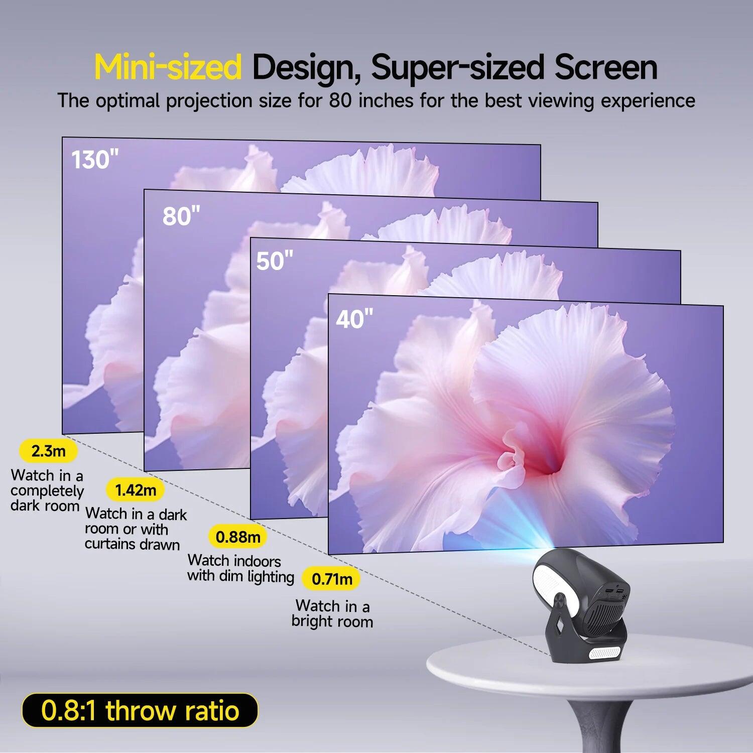 4K Smart Projector Electric Focus Black