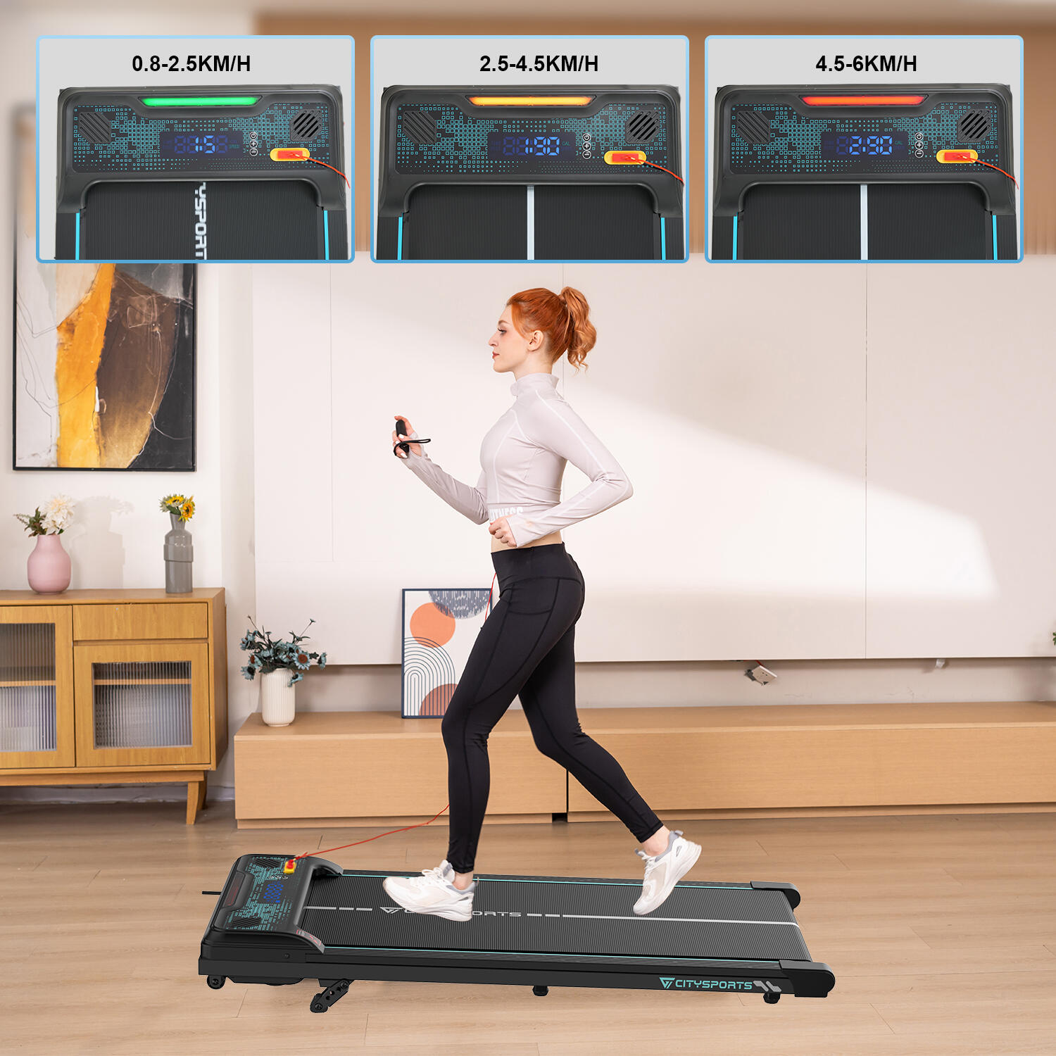 Cinta de Correr Con Inclinación 13.41 %.440 W,6,0 km/h. Cerradura de seguridad 4/6