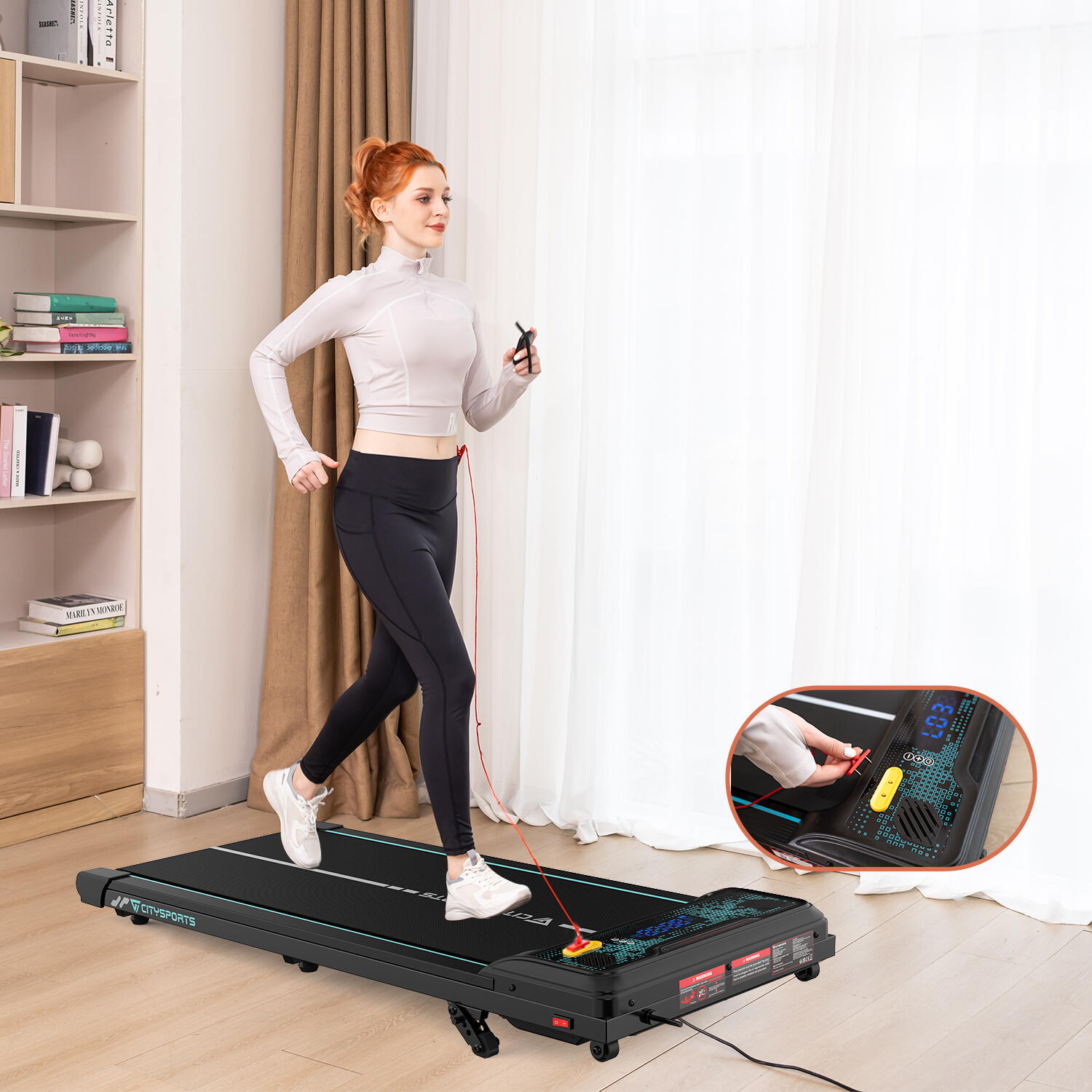 Cinta de Correr Con Inclinación 13.41 %.440 W,6,0 km/h. Cerradura de seguridad 3/6