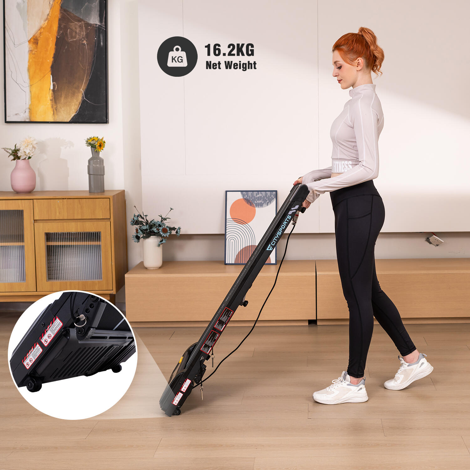 Cinta de Correr Con Inclinación 13.41 %.440 W,6,0 km/h. Cerradura de seguridad 6/6