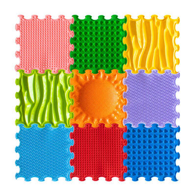 Tappeto Sensoriale Massaggiante Puzzle Stimulative Rainbow – Set 9 Pezzi