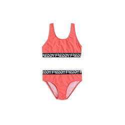 Maillot de bain 2 pièces pour fille avec bandes à logo