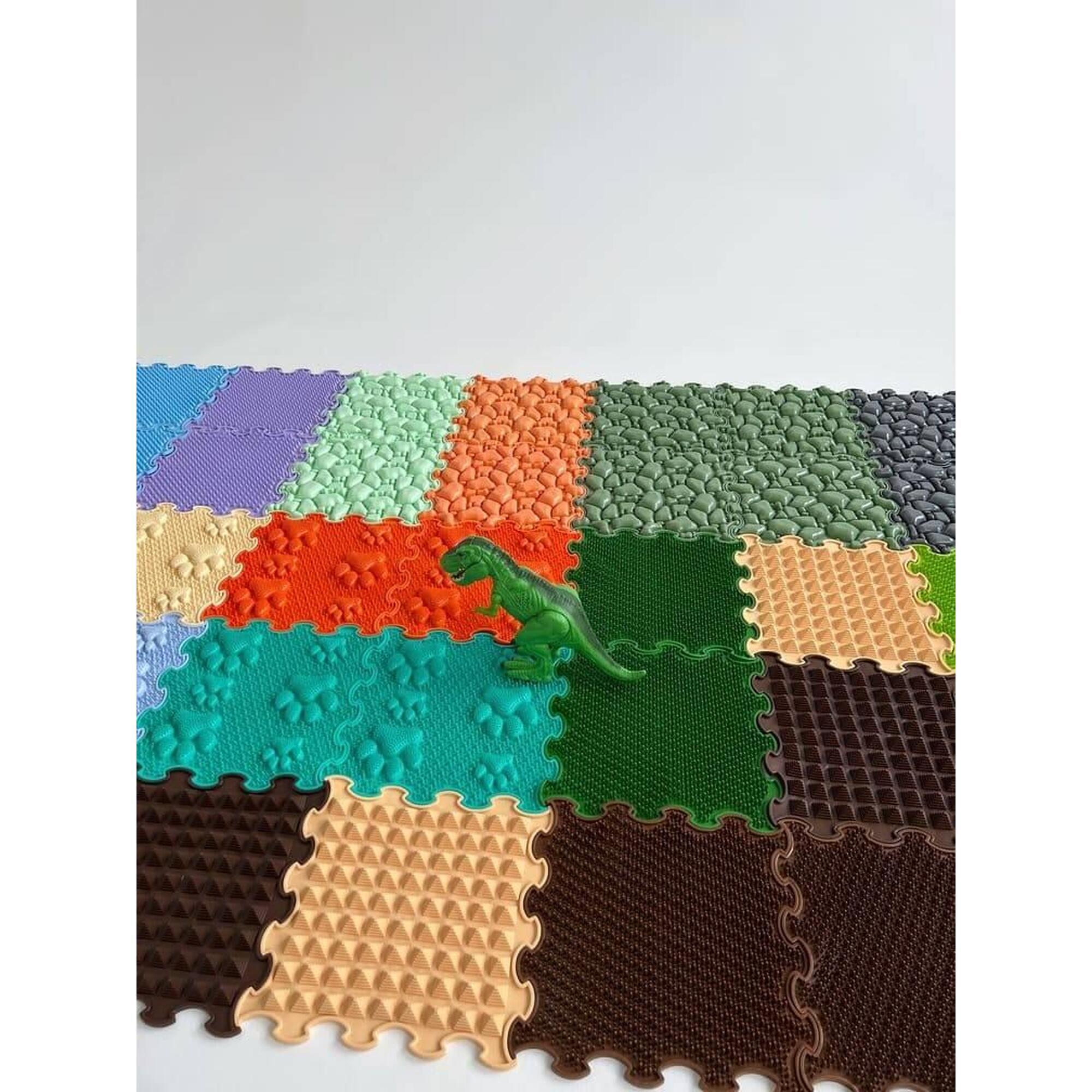 Covor Senzorial Masaj Puzzle Stimulative Rainbow – Set 9 Piese
