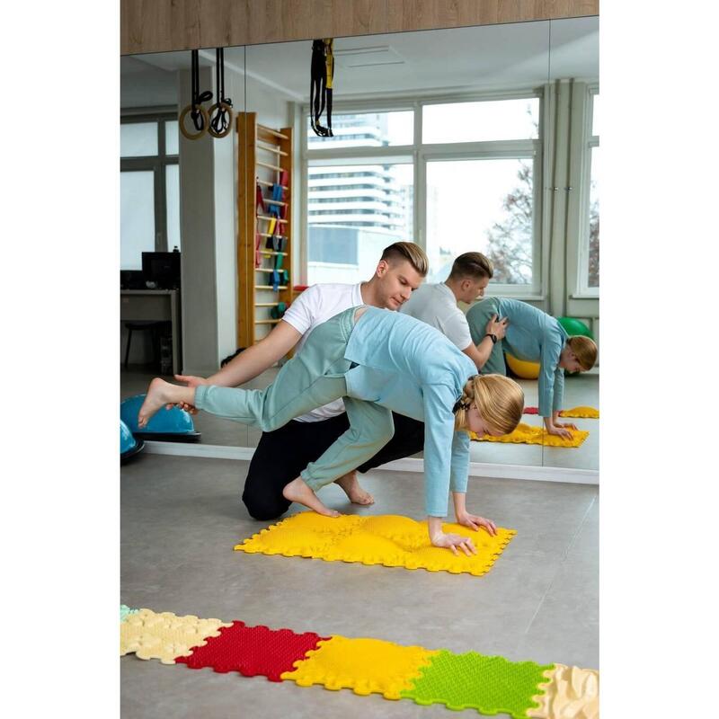 Covor Senzorial Masaj Puzzle Stimulative Rainbow – Set 9 Piese