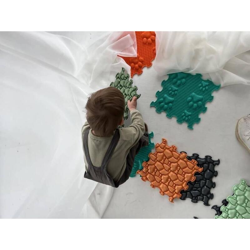 Covor Senzorial Masaj Puzzle Stimulative Rainbow – Set 9 Piese