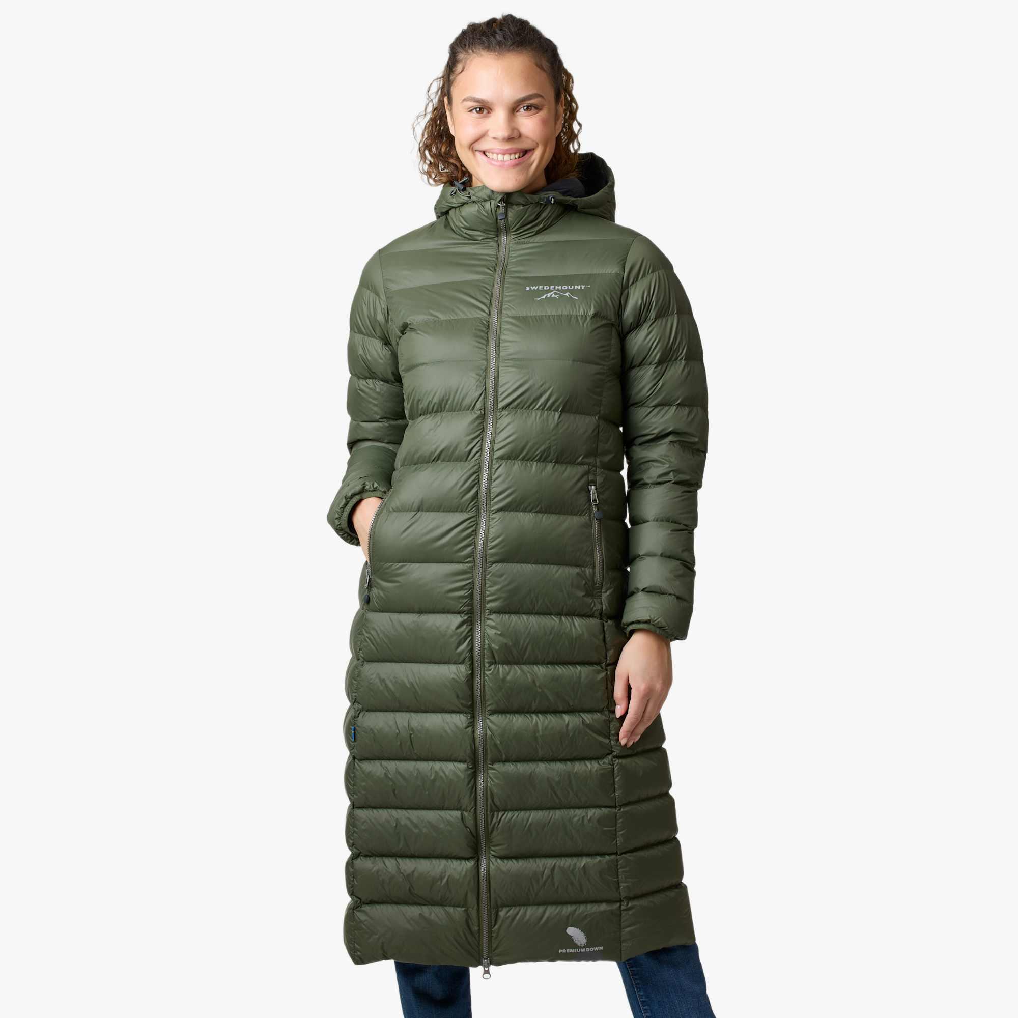 Swedemount - Doudoune Randonnée Femme Déperlante Coupe-vent Respirante Östersund Long - Doudoune Duvet - Noir|vert - Decathlon