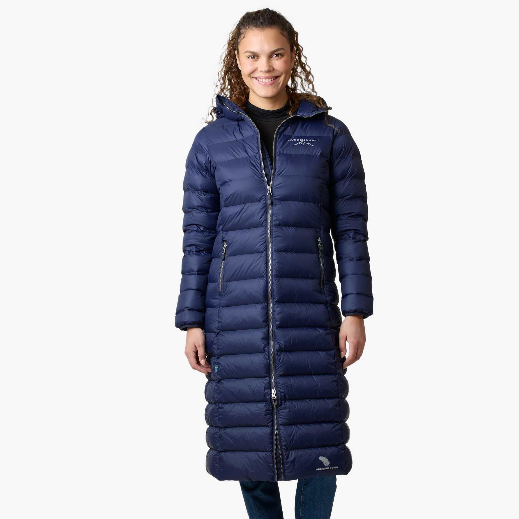 Swedemount - Doudoune Randonnée Femme Déperlante Coupe-vent Respirante Östersund Long - Doudoune Duvet - Bleu - Decathlon