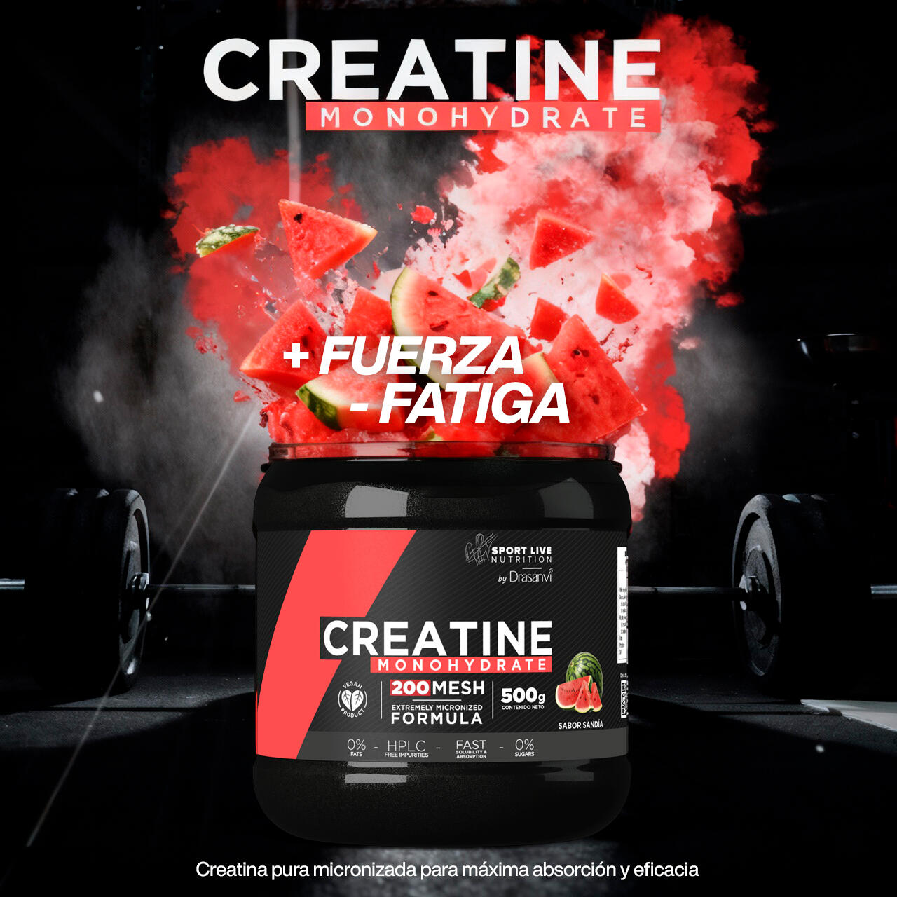 Creatina Monohidrato 200 MESH 500 g Sandía – Sport Live Drasanvi 2/6