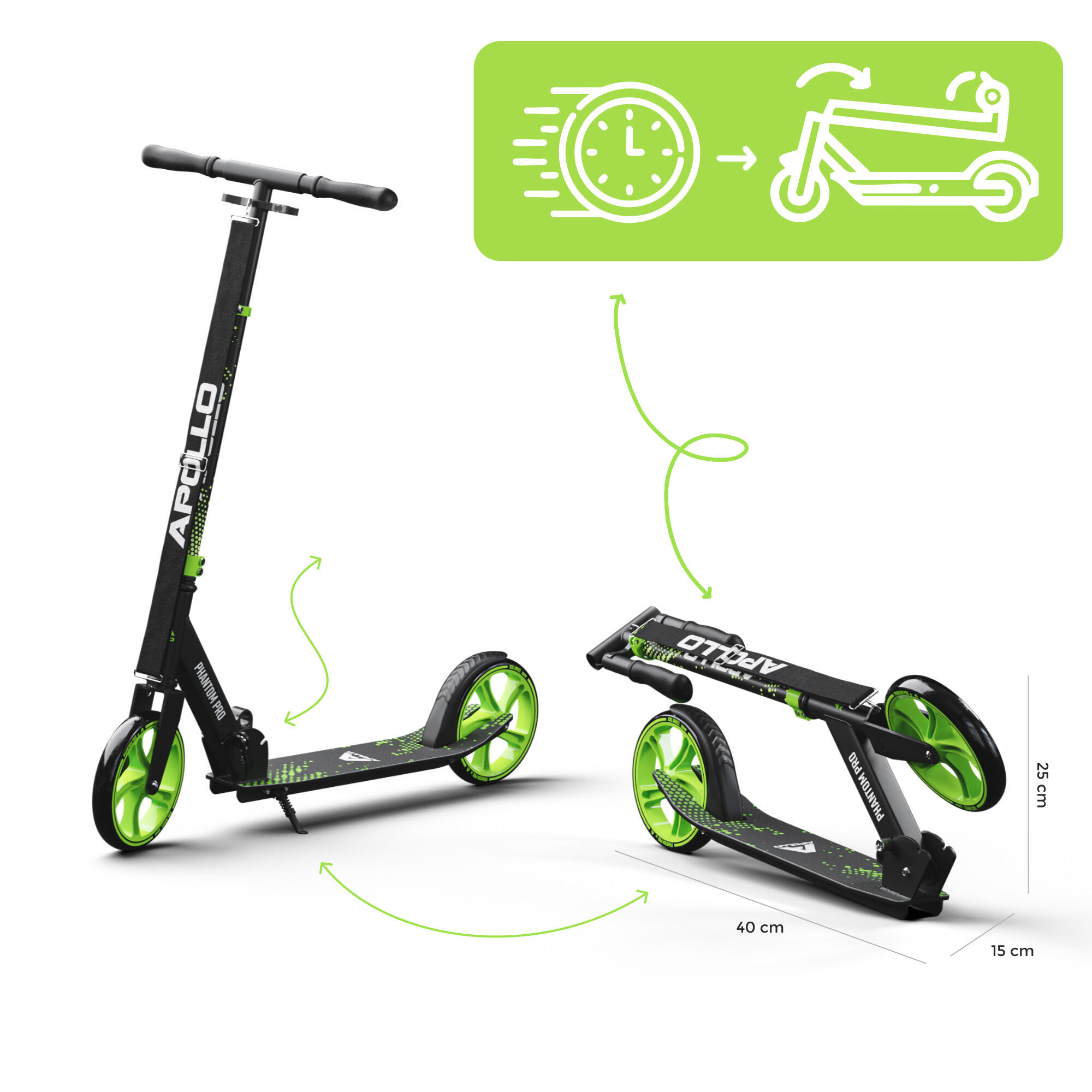 Apollo Trotinette Aux Roues XXL - 200mm - Trotinette Freestyle De Ville Phantom Pro City Scooter Pliable Et A Hauteur Ajustable Pour Adultes Et Enfants