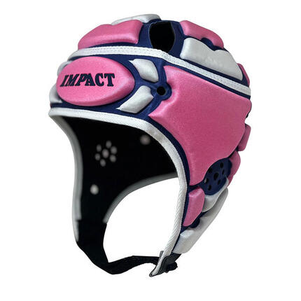 Casque de rugby Impact Motif carré Rose, blanc et bleu marine