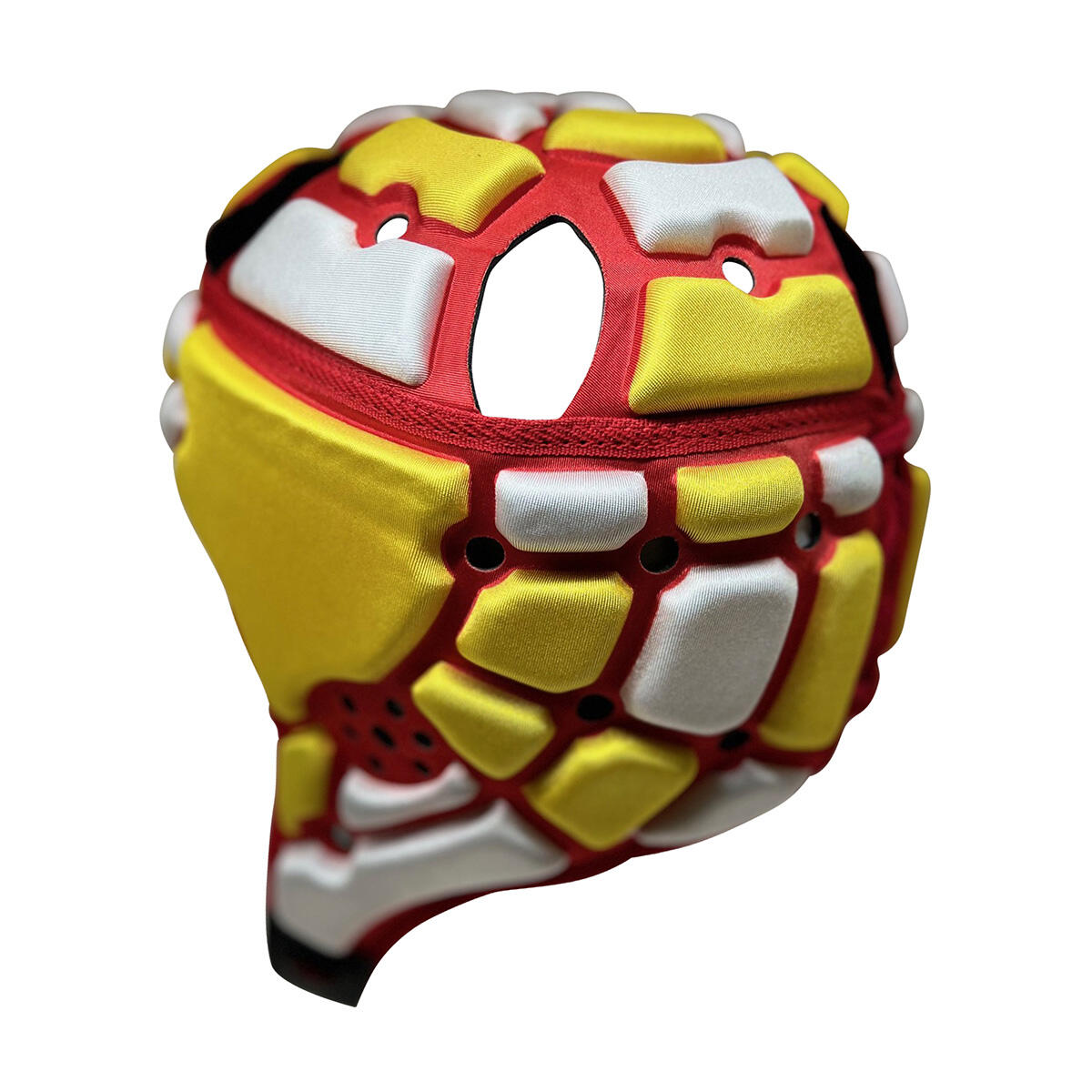 Casque de rugby Impact Motif carré Jaune, blanc et rouge 3/3