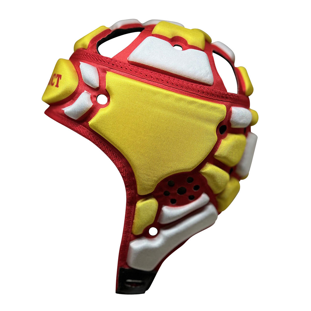 Casque de rugby Impact Motif carré Jaune, blanc et rouge 2/3