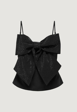 bandeau poitrine Onlginie Rhinestone Bow Strap Top Wvn FEMME noir