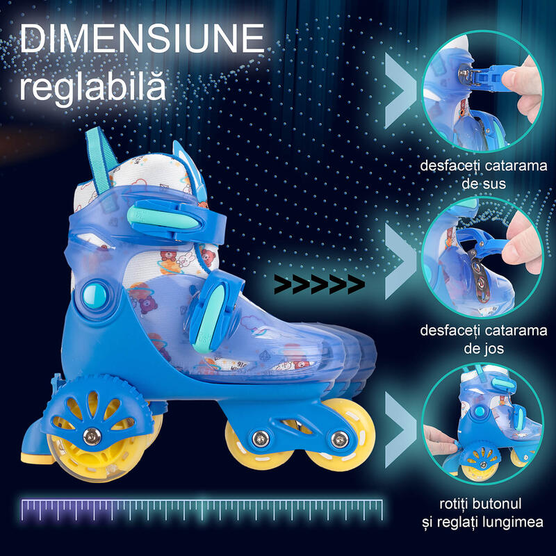 Role reglabile Incepatori, roti luminoase, marimea S(31-34), blue