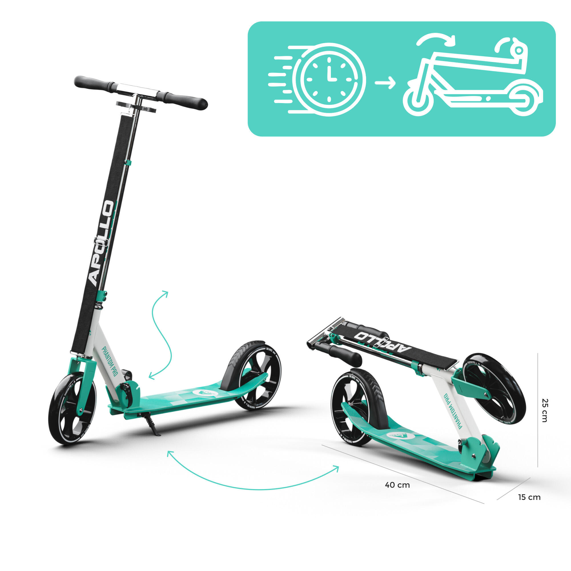 Monopattino Apollo City Phantom – pieghevole con manubrio regolabile per bambini 2/6