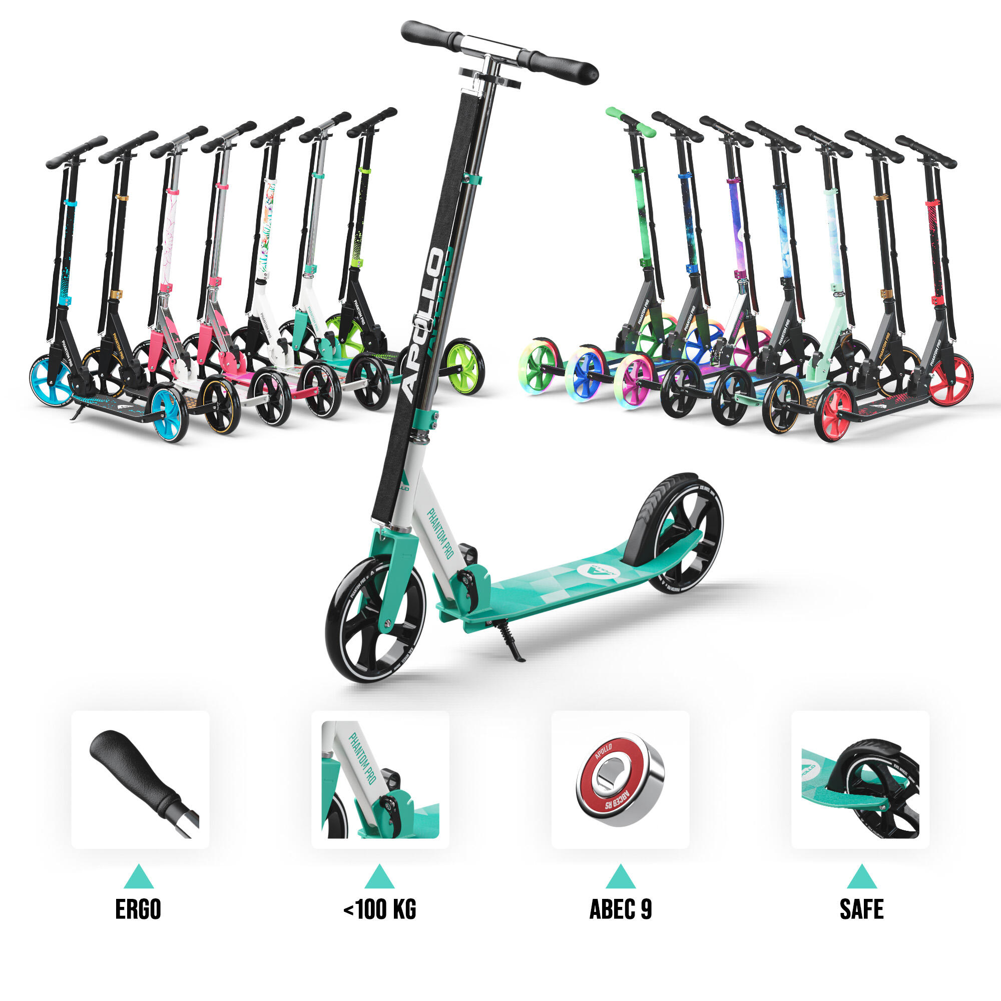 Monopattino Apollo City Phantom – pieghevole con manubrio regolabile per bambini 6/6