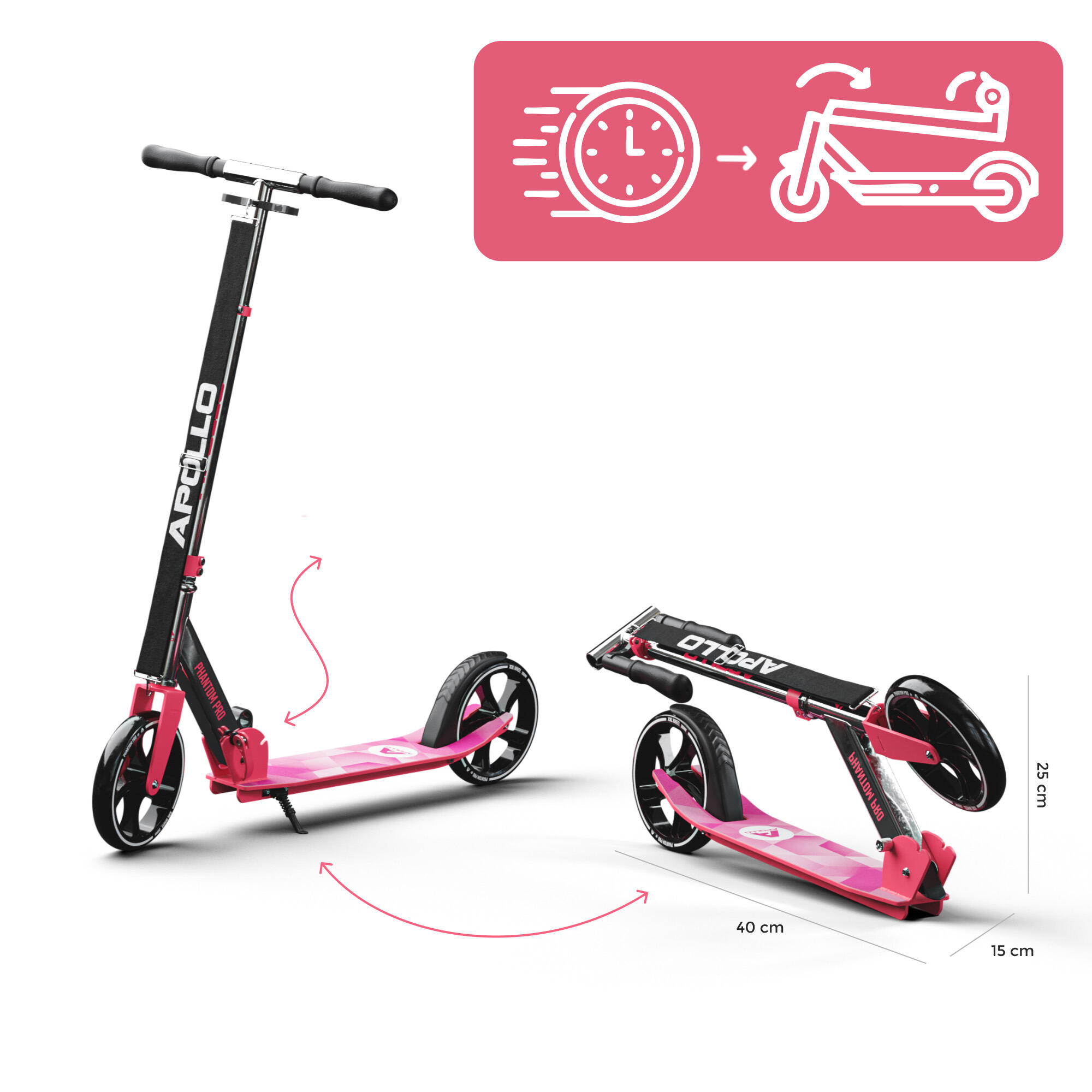 Apollo City Scooter Phantom – foldable children's scooter with 200 mm wheels 2/6