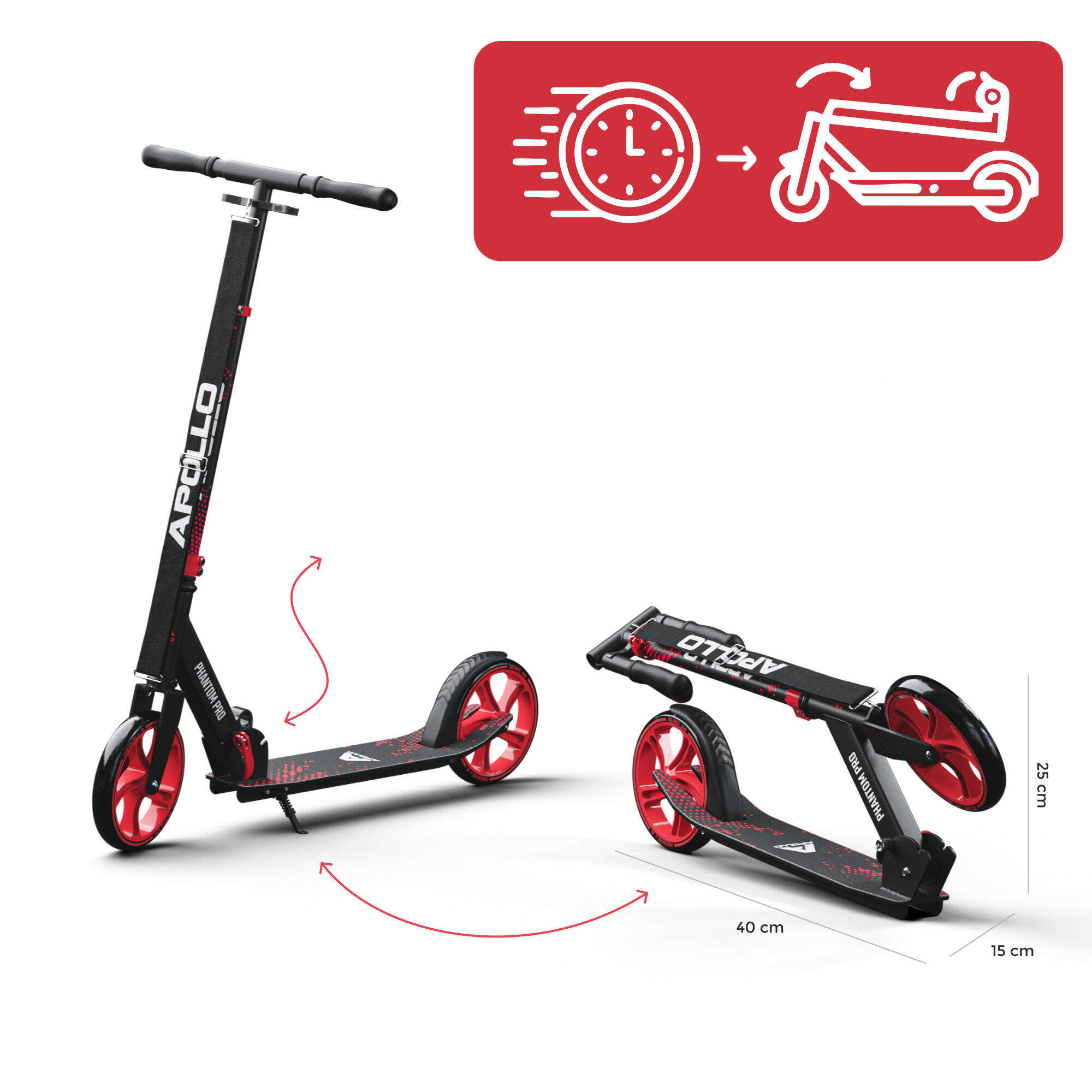 Monopattino Apollo City Phantom – pieghevole con manubrio regolabile per bambini 2/6