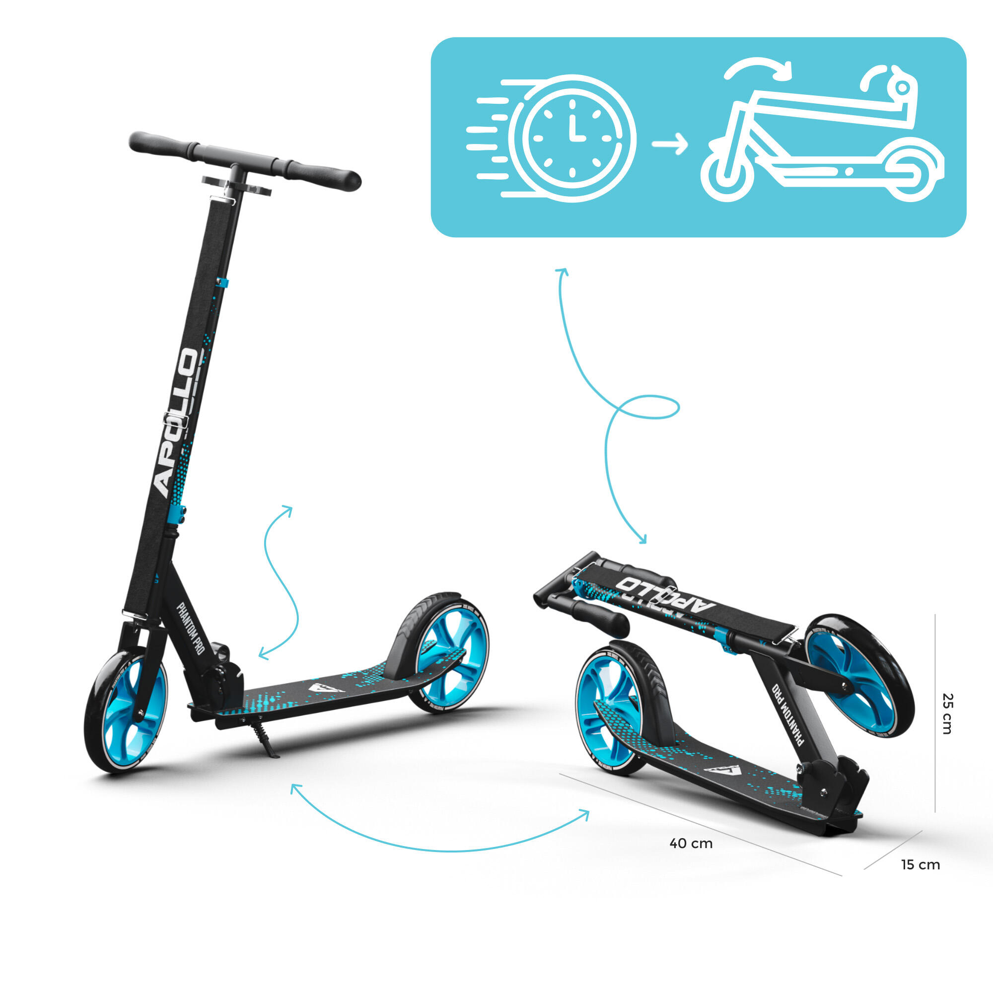 Monopattino Apollo City Phantom – pieghevole con manubrio regolabile per bambini 2/6