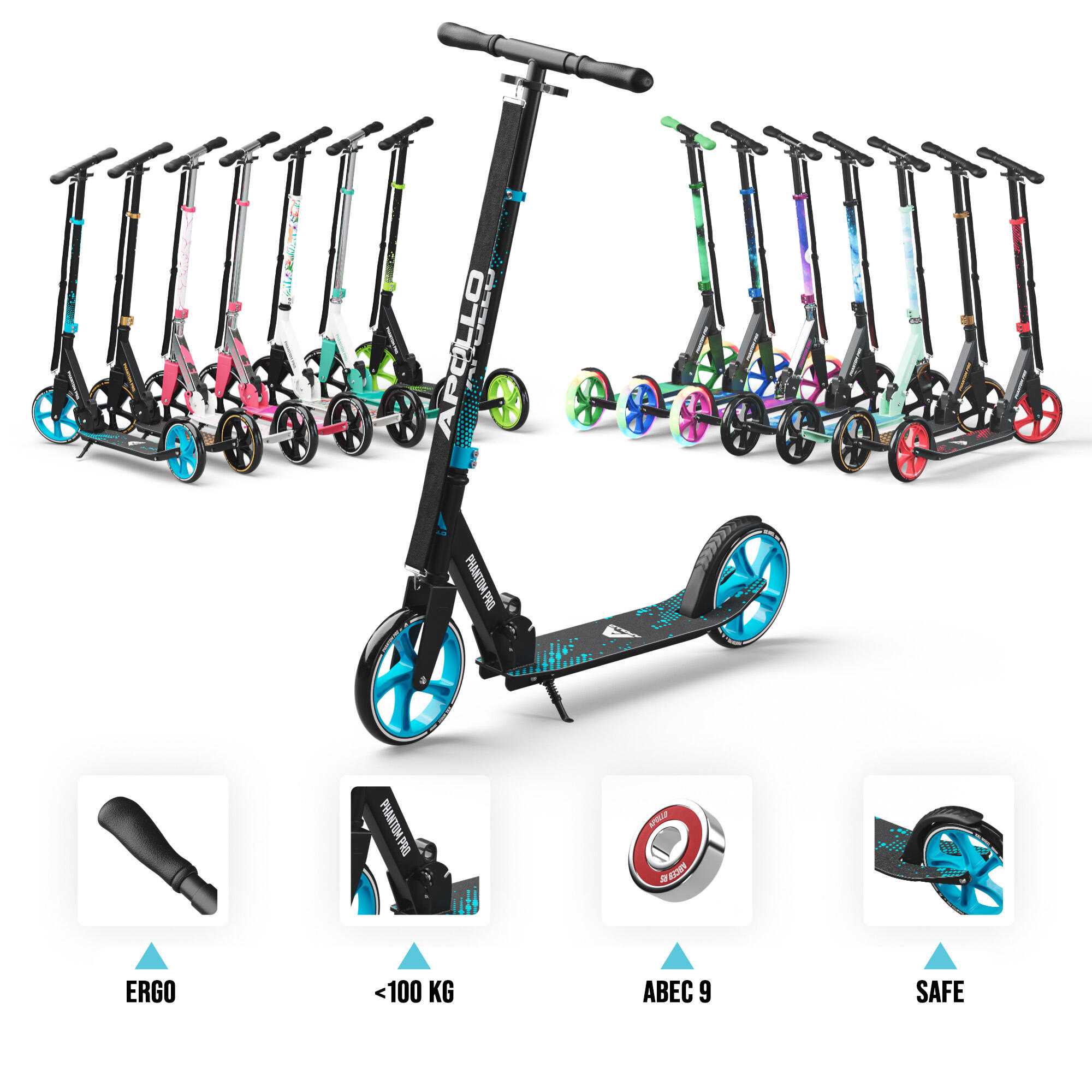 Monopattino Apollo City Phantom – pieghevole con manubrio regolabile per bambini 6/6